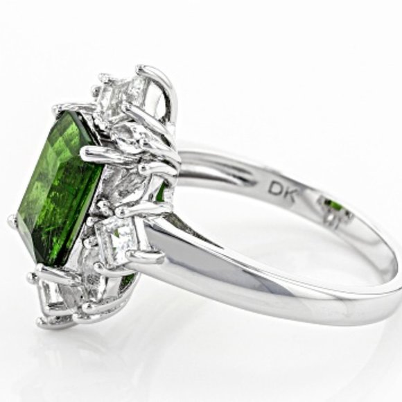 Green Chrome Diopside Rhodium Over Silver Ring - Picture 4 of 11